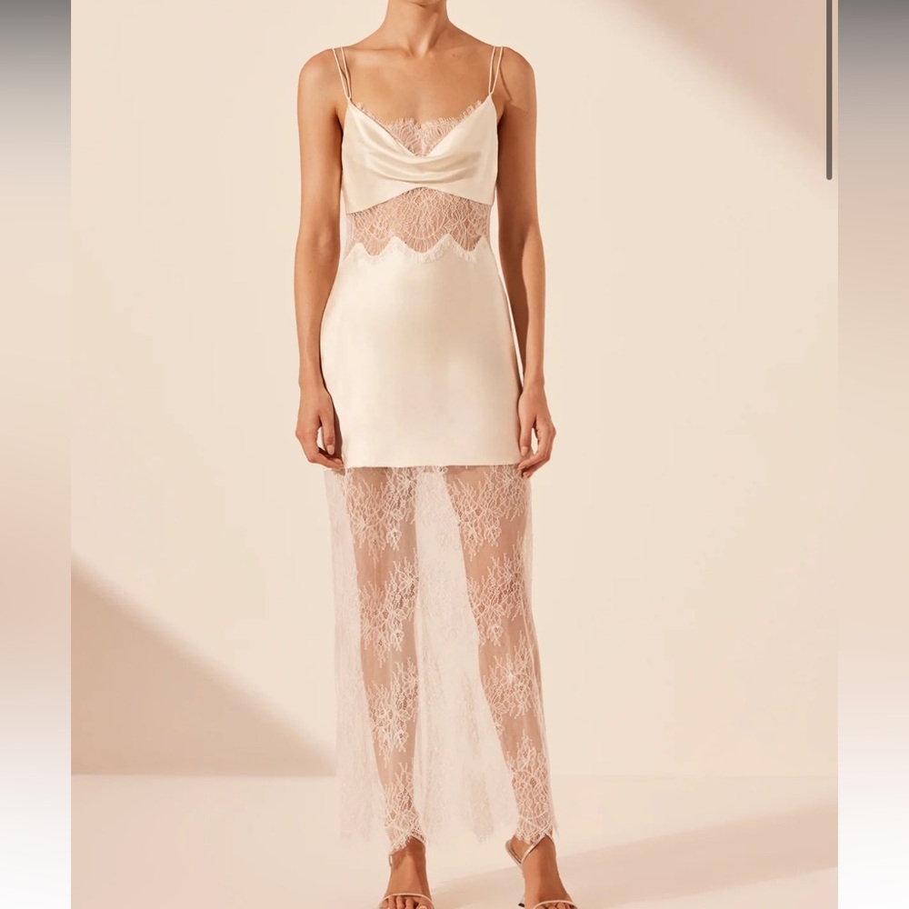 Shona Joy La Lune Cumulus Silk Lace Maxi Dress - Ivory